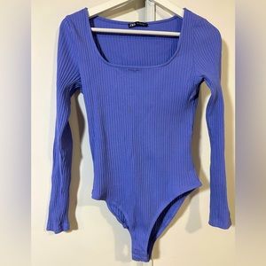 Zara Squareneck Periwinkle Bodysuit Size Large